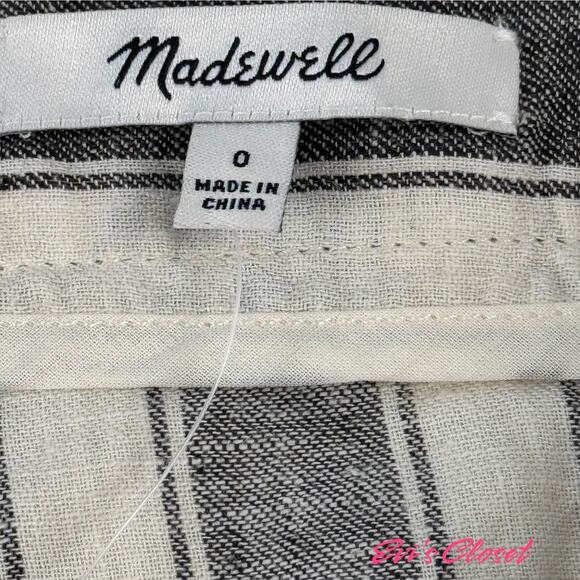 MADEWELL Lace Up Linen Cotton Blend Skirt Size 0 Gray White Lagenlook Mini NWT - Picture 11 of 12